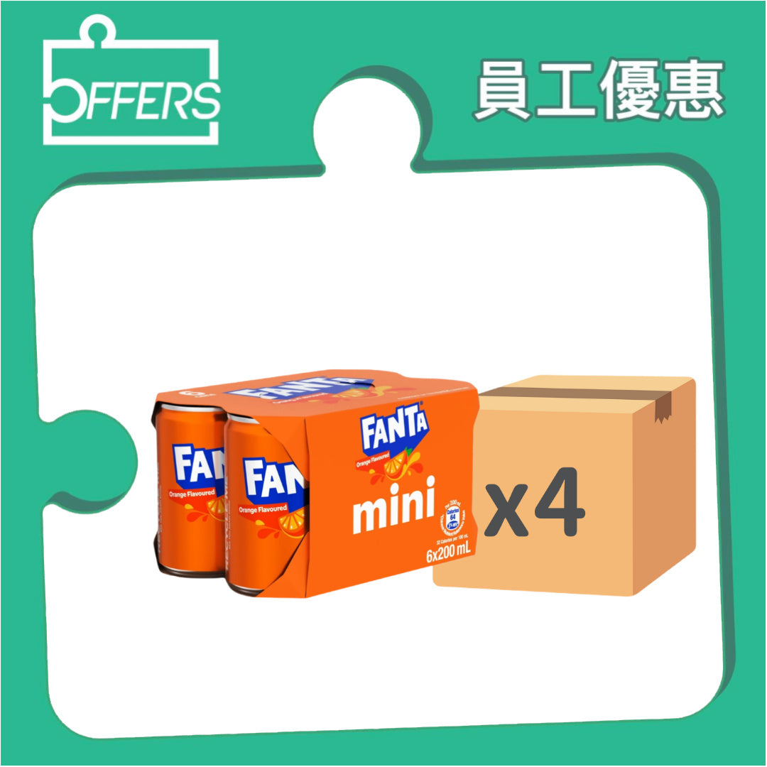 可口可樂 - 芬達橙味汽水迷你罐200mL 6罐裝*4排