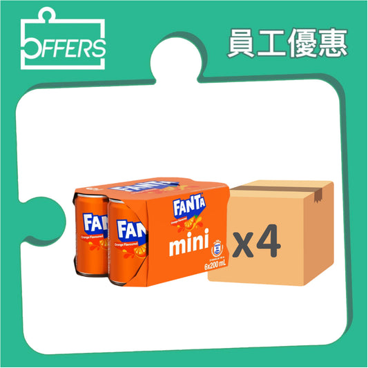 可口可樂 - 芬達橙味汽水迷你罐200mL 6罐裝*4排